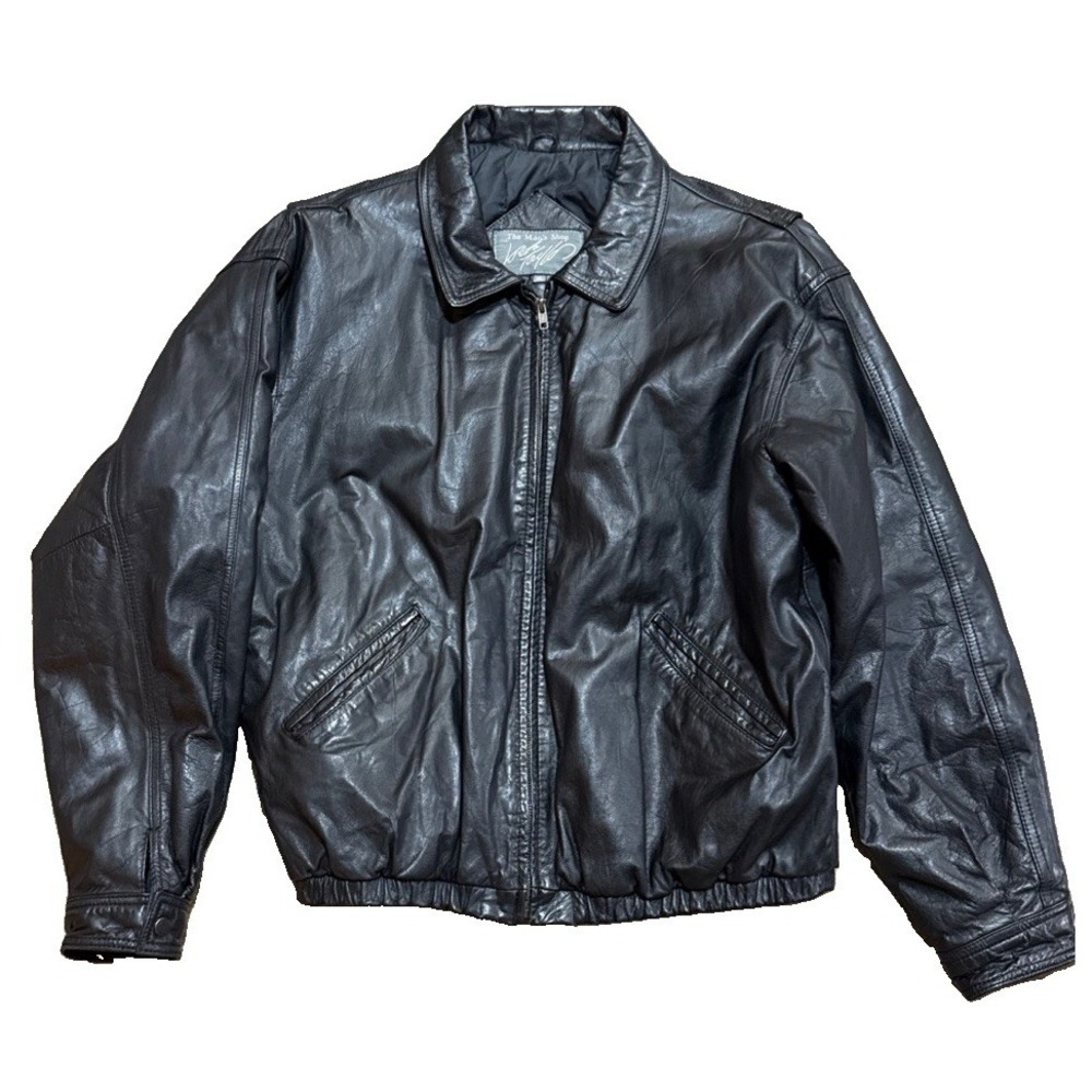 Lord & Taylor Men's Shop Leather Motorcycle Bomber Jacket XL